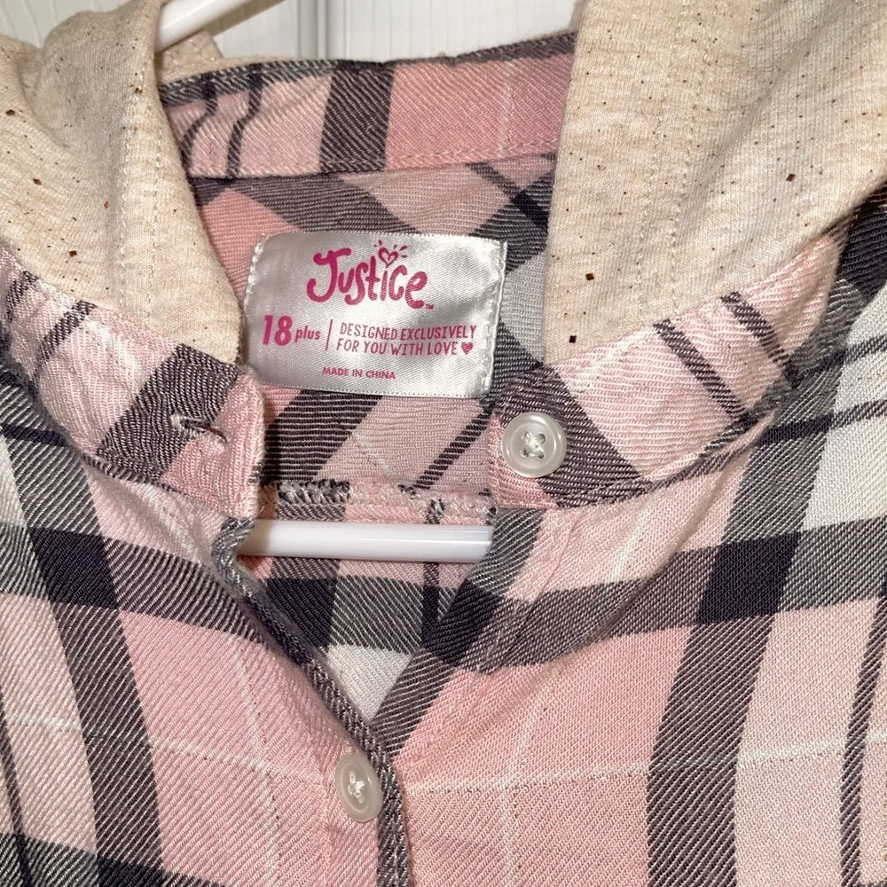 Justice plaid shirt with hood